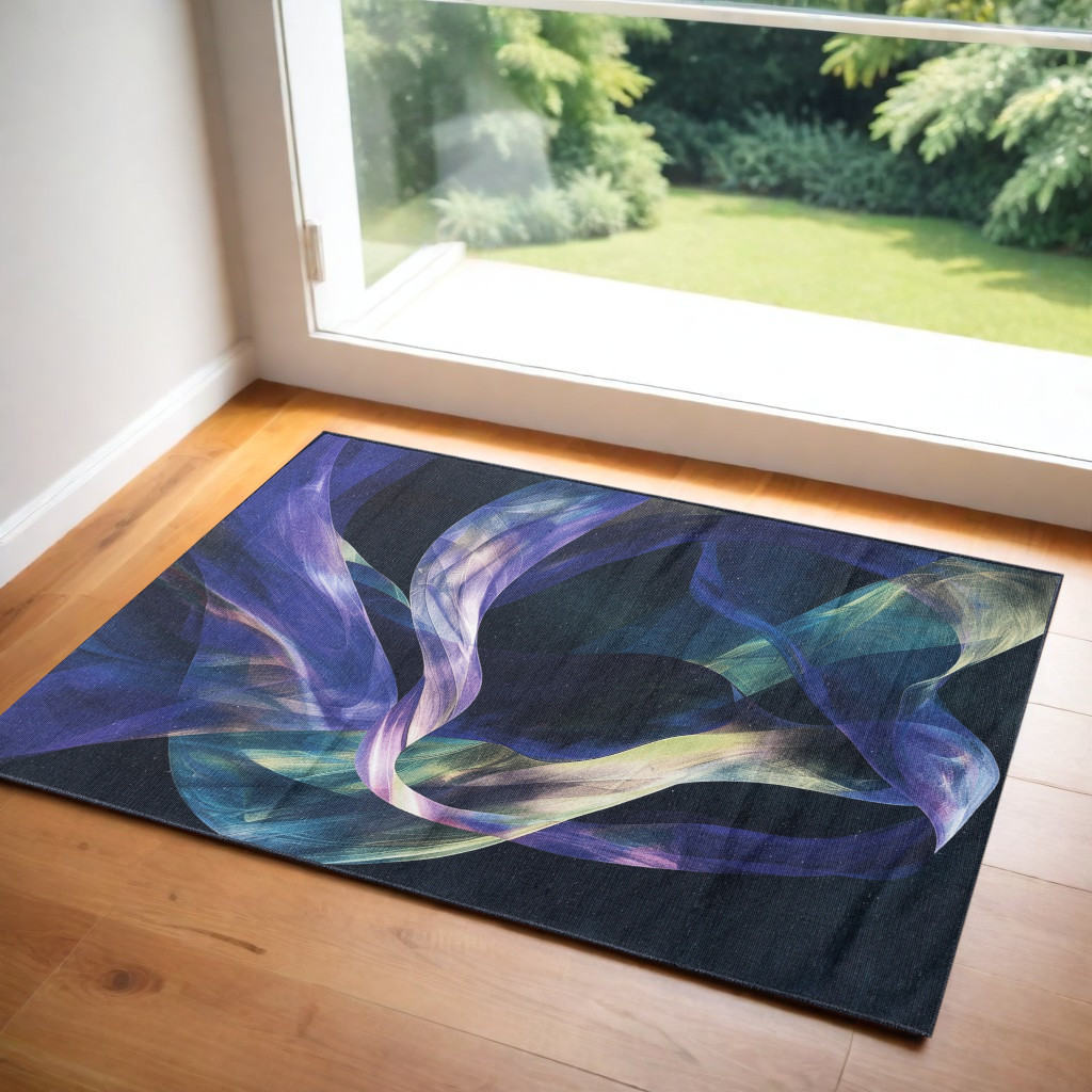 572362 3 x 5 ft. Abstract Power Loom Non Skid Rectangle Area Rug, Blue