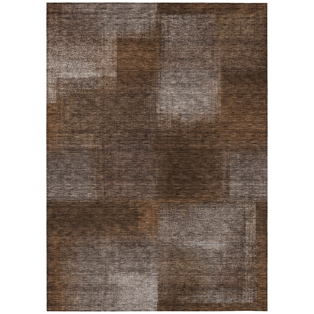 584266 3 x 5 ft. Abstract Washable Indoor & Outdoor Rectangle Area Rug, Brown & Ivory