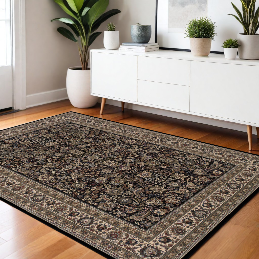 574342 4 x 6 ft. Oriental Rectangle Area Rug, Black & Ivory