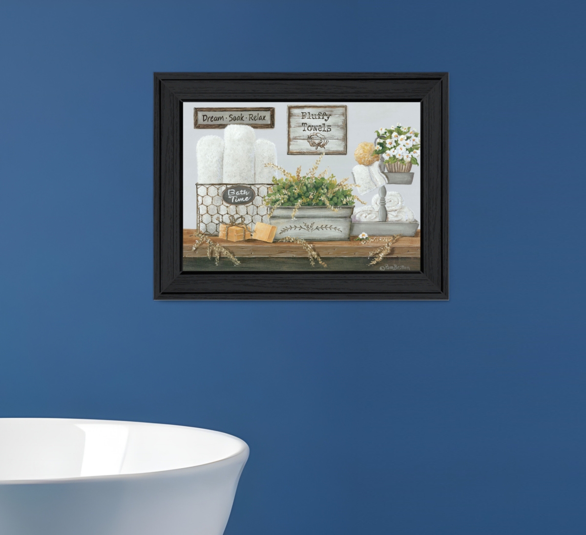 529673 Horizontal Fluffy Towels Black Framed Print Wall Art