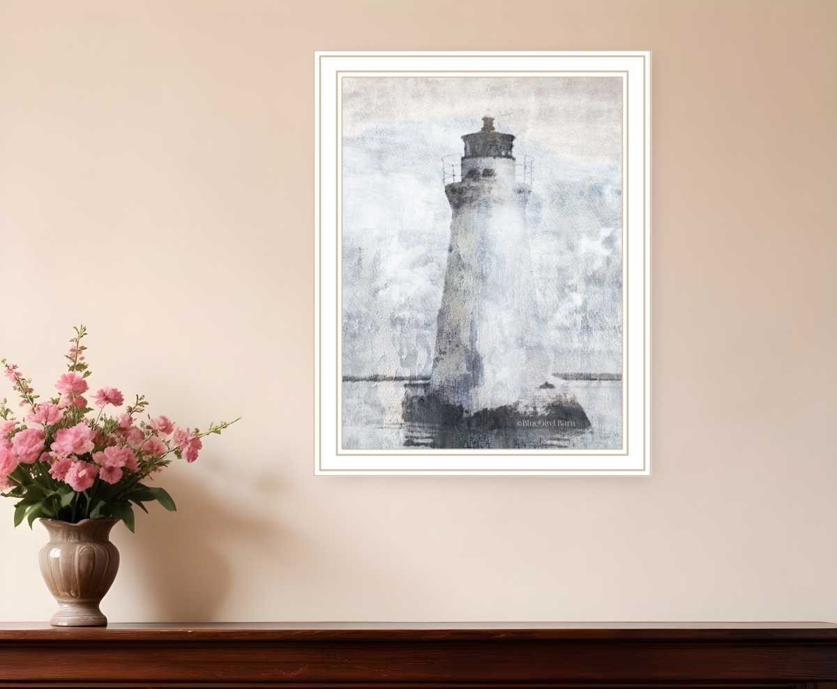 529623 Lighthouse White Framed Print Wall Art