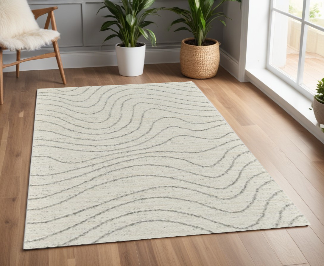570063 4 x 6 ft. Abstract Rectangle Area Rug, Cream & Beige