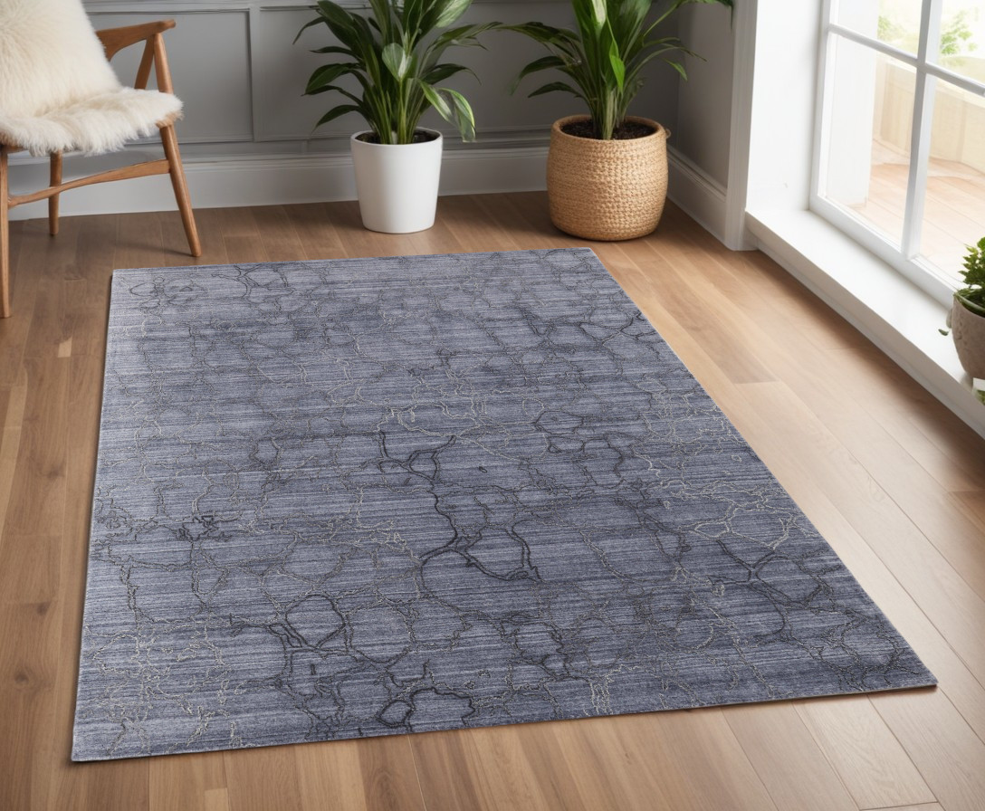 567845 4 x 6 ft. Abstract Hand Woven Rectangle Area Rug, Gray & Blue