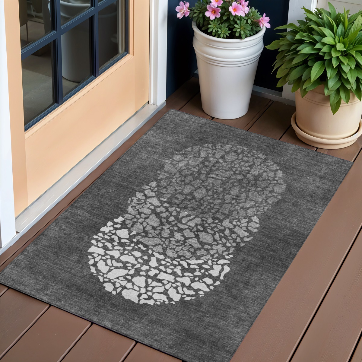 579793 3 x 5 ft. Abstract Washable Indoor & Outdoor Rectangle Area Rug, Charcoal, Gray & Silver