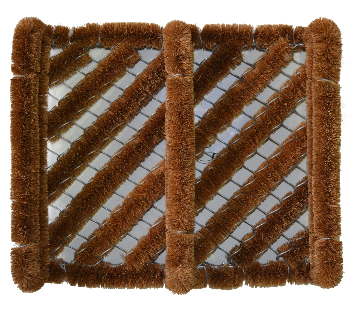 Geometric Brown Coir Boot Scraper - 12 x 14 in. - Durable Outdoor Mat