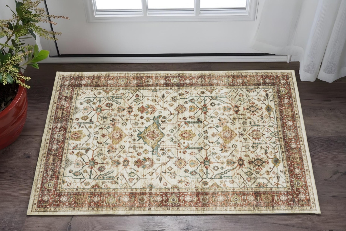 575181 2 x 3 ft. Oriental Distressed Rectangle Area Rug, Ivory
