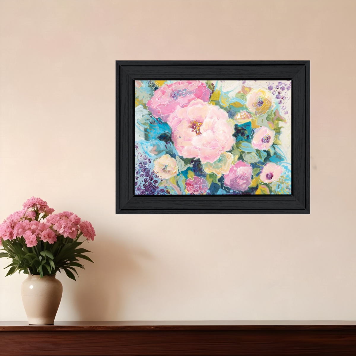 529924 Fresh Florals Black Framed Print Wall Art
