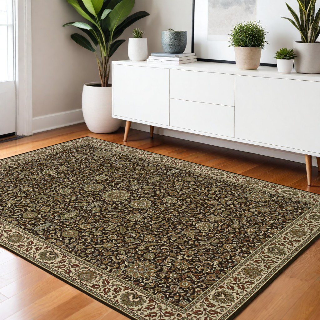 574311 4 x 6 ft. Oriental Rectangle Area Rug, Brown & Ivory