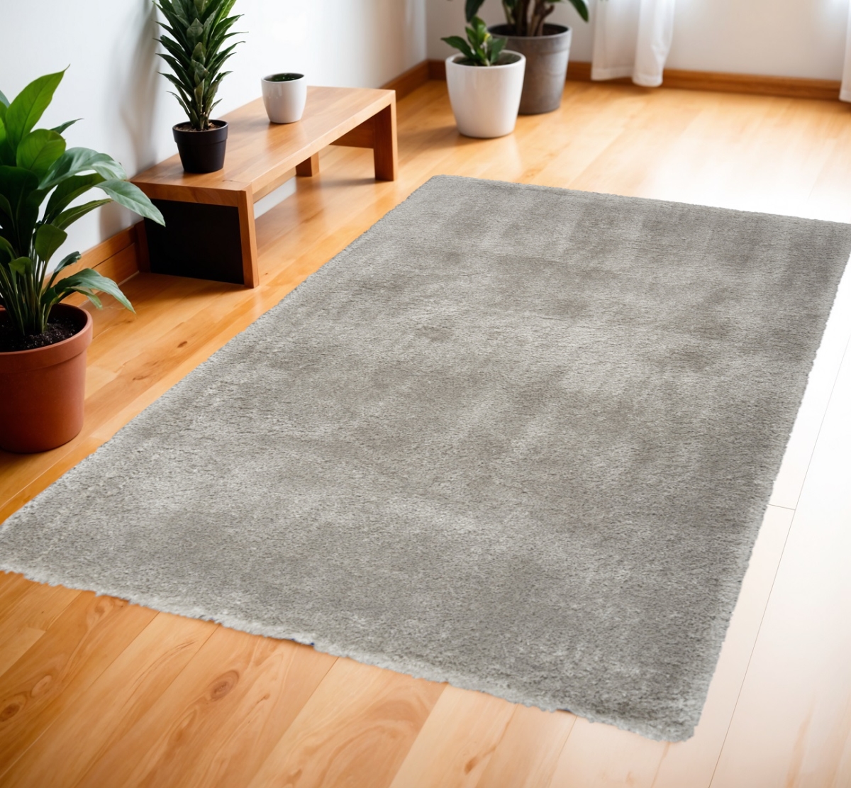 550663 4 x 6 ft. Shag Rectangle Area Rug, Gray