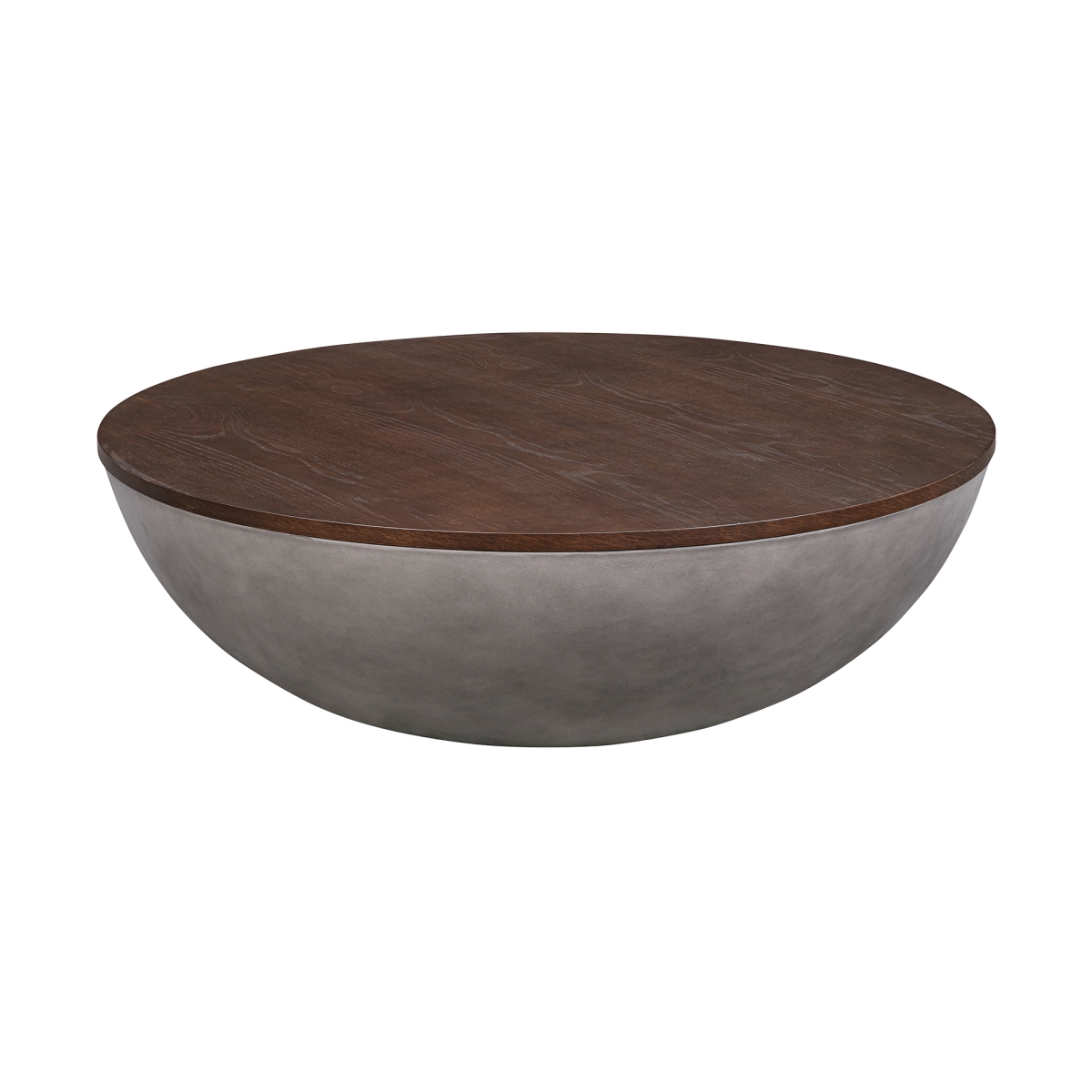 520639 48 in. Brown & Gray Solid Wood & Concrete Round Coffee Table