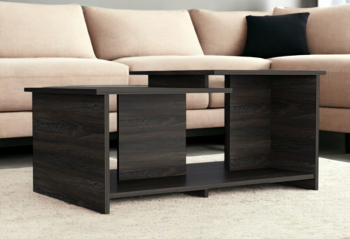 535064 35 in. Espresso Wood Coffee Table with Shelf