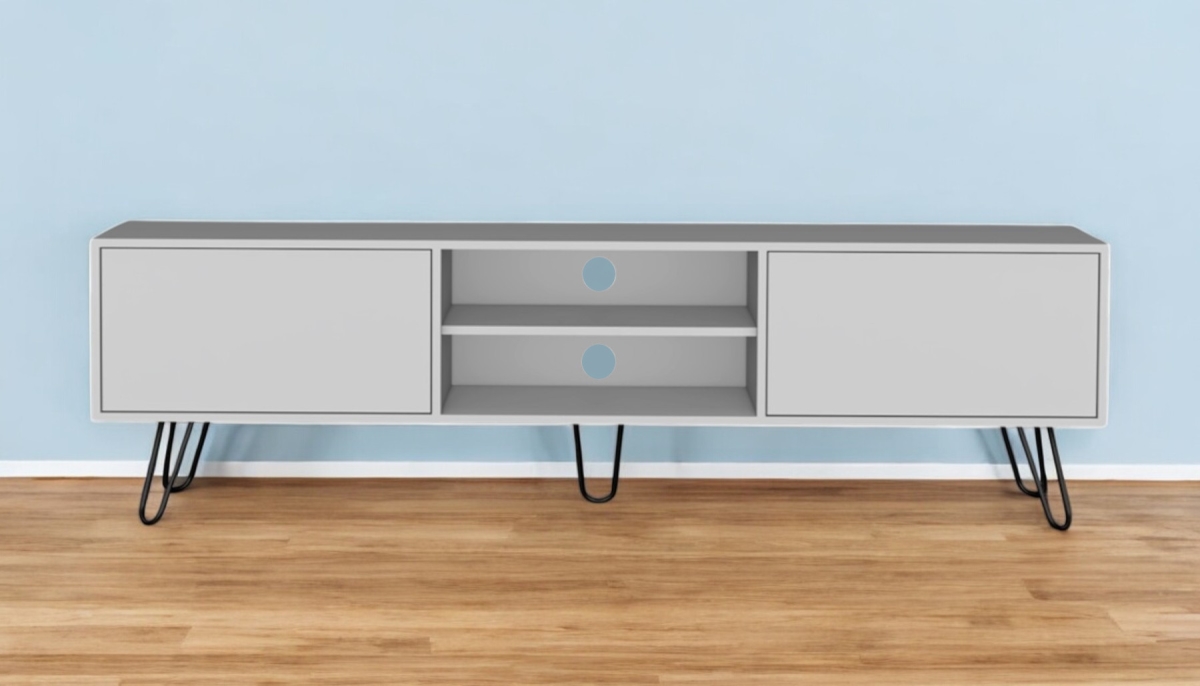 546404 71 in. White Cabinet Open & Enclosed Storage TV Stand
