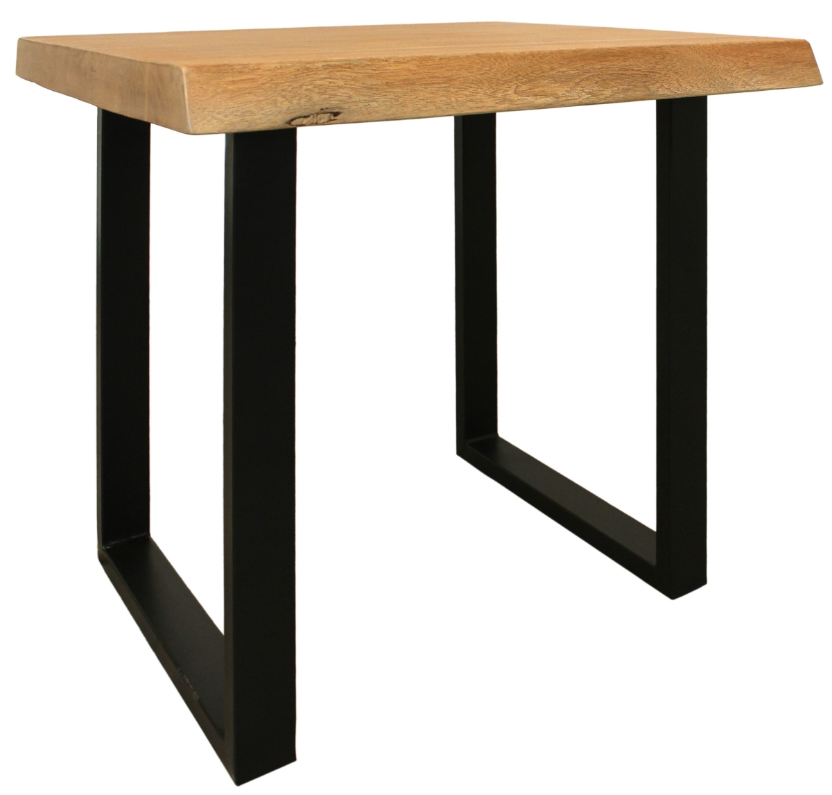 571196 24 in. Black & Natural Distressed Solid Wood & Iron Square End Table