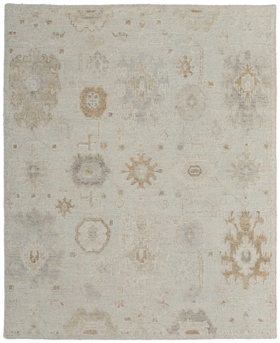 567184 8 x 10 ft. Tan & Gray Wool Floral Hand Knotted Rectangle Area Rug