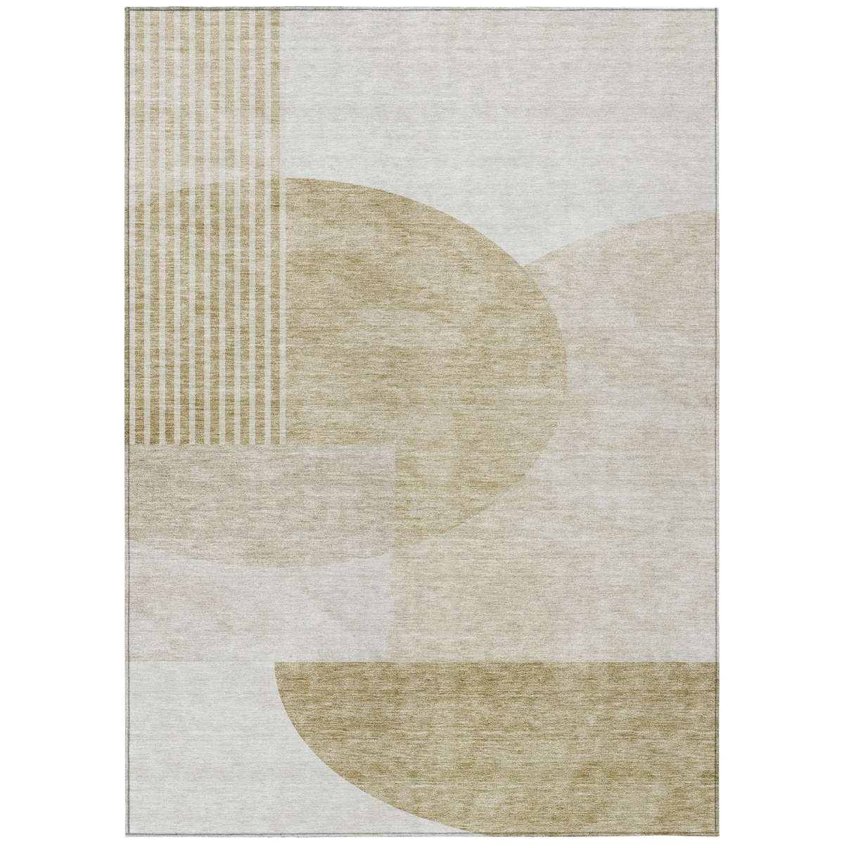 581261 9 x 12 ft. Geometric Washable Indoor & Outdoor Rectangle Area Rug, Brown, Beige & Ivory