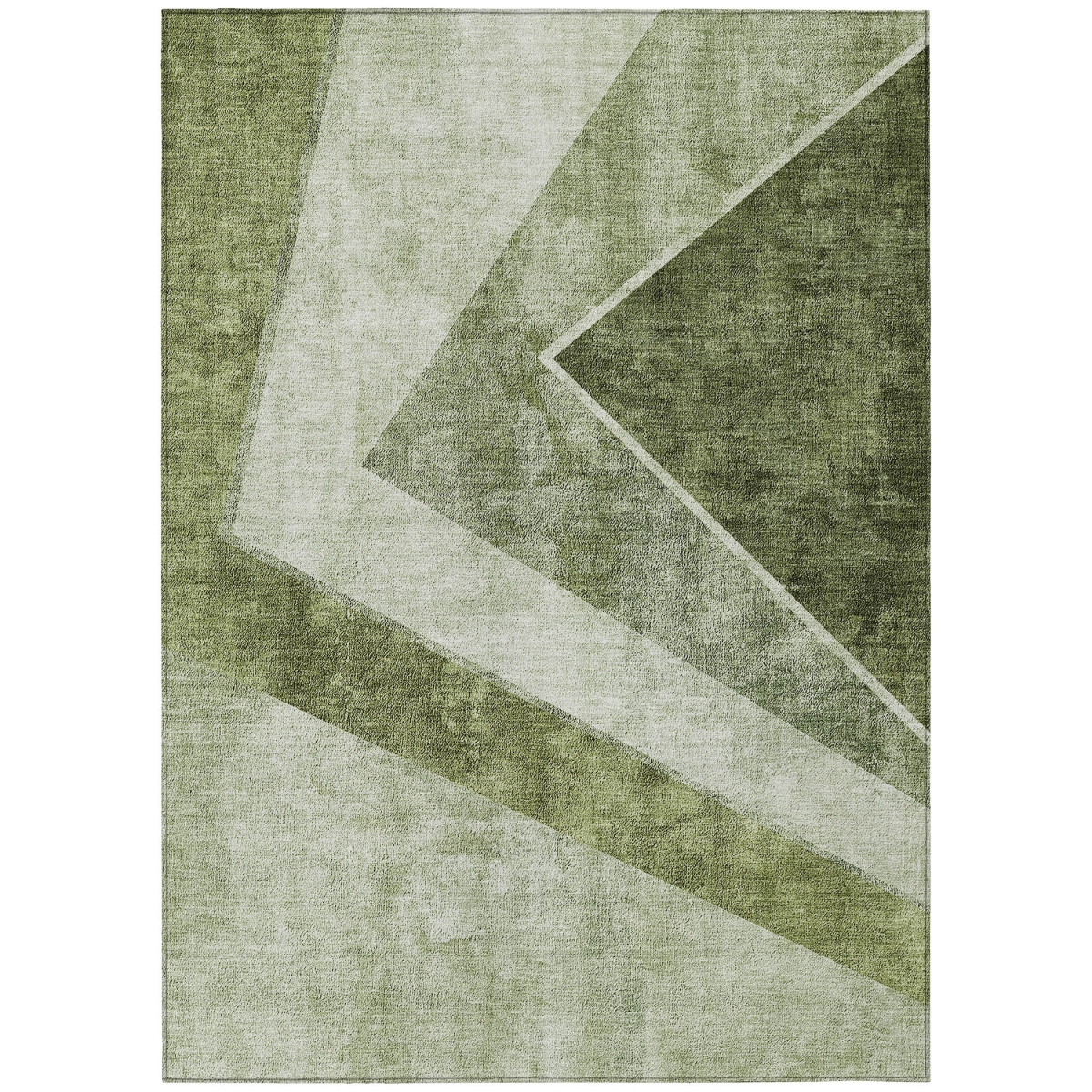 581005 10 x 14 ft. Geometric Washable Indoor & Outdoor Rectangle Area Rug, Olive Green & Artichoke Green