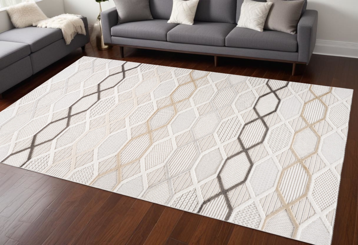 558417 7 x 10 ft. Abstract Distressed Rectangle Area Rug, Cream & Beige