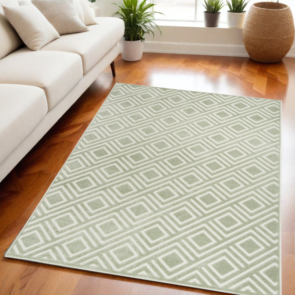 564033 5 x 7 ft. Geometric Rectangle Area Rug, Green