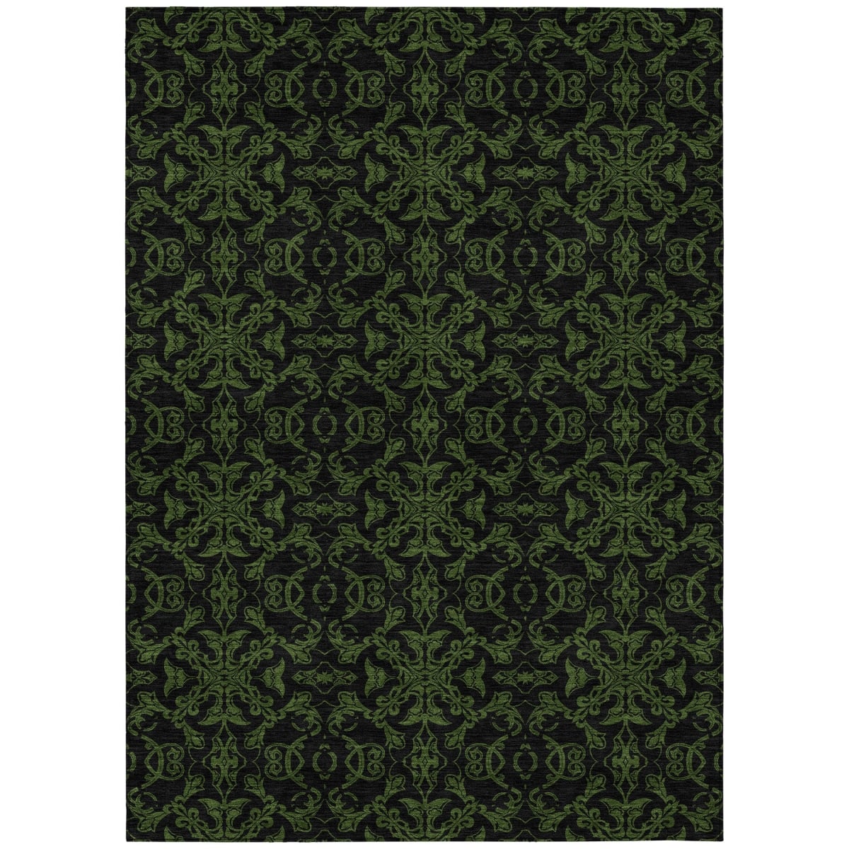 586875 10 x 14 ft. Medallion Washable Indoor & Outdoor Rectangle Area Rug, Olive Green & Green