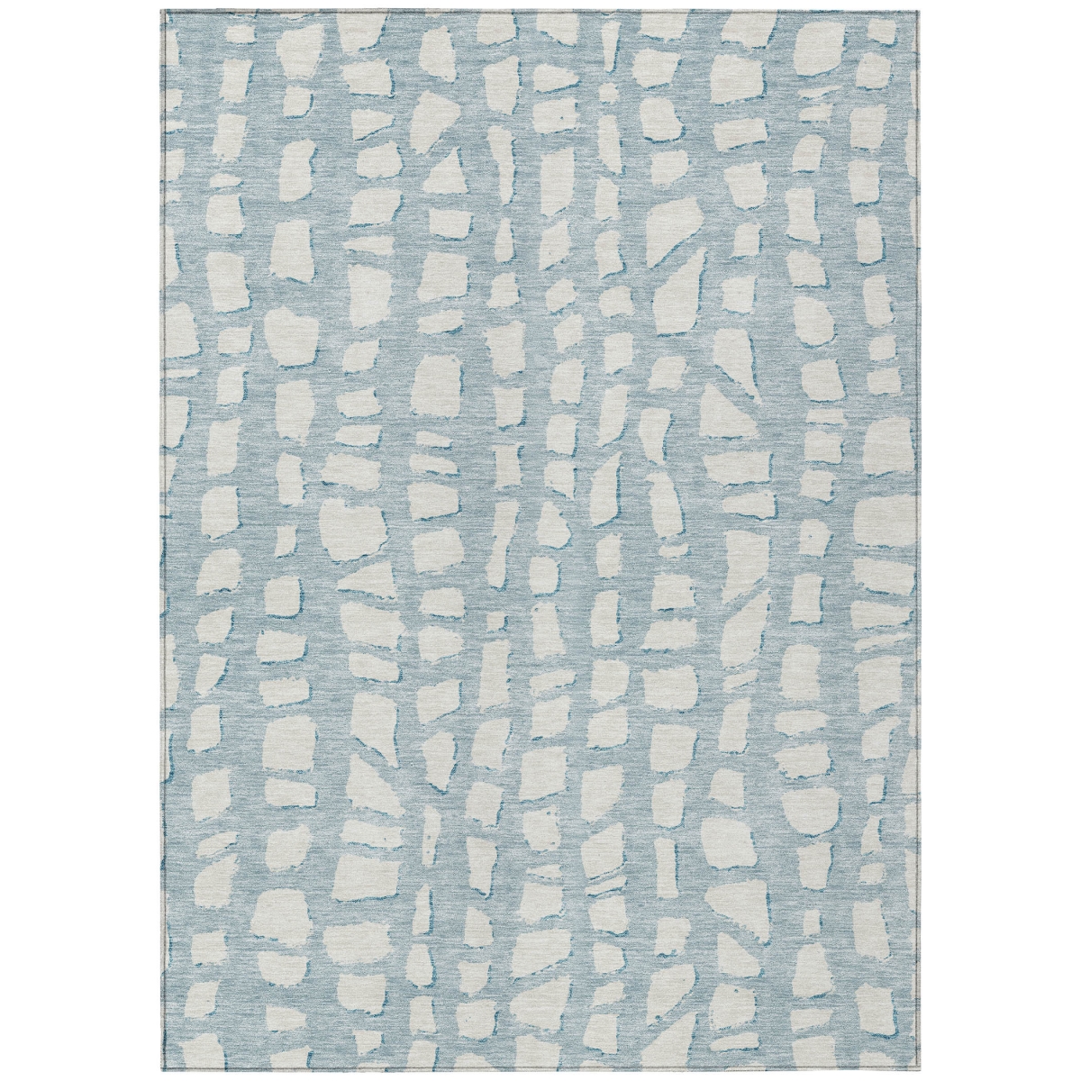 Abstract Washable Area Rug - Sky Blue & Ivory - 9 x 12 ft - Stain Resistant