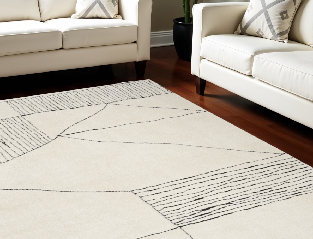 551080 8 x 10 ft. Geometric Rectangle Area Rug, Ivory & Black