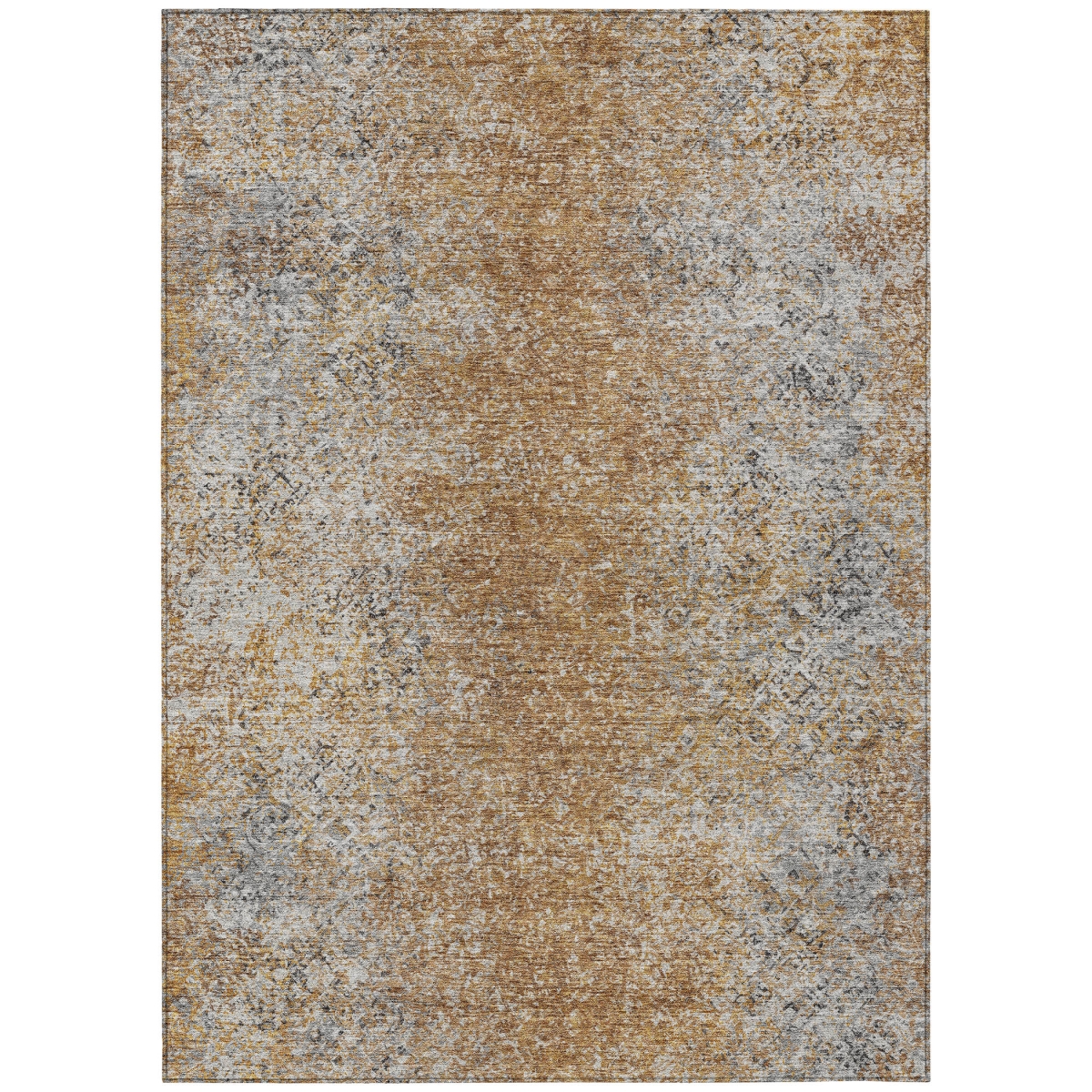 Picture of HomeRoots 588849 8 x 10 ft. Oriental Washable Indoor & Outdoor Rectangle Area Rug&#44; Terra Cotta&#44; Silver & Charcoal