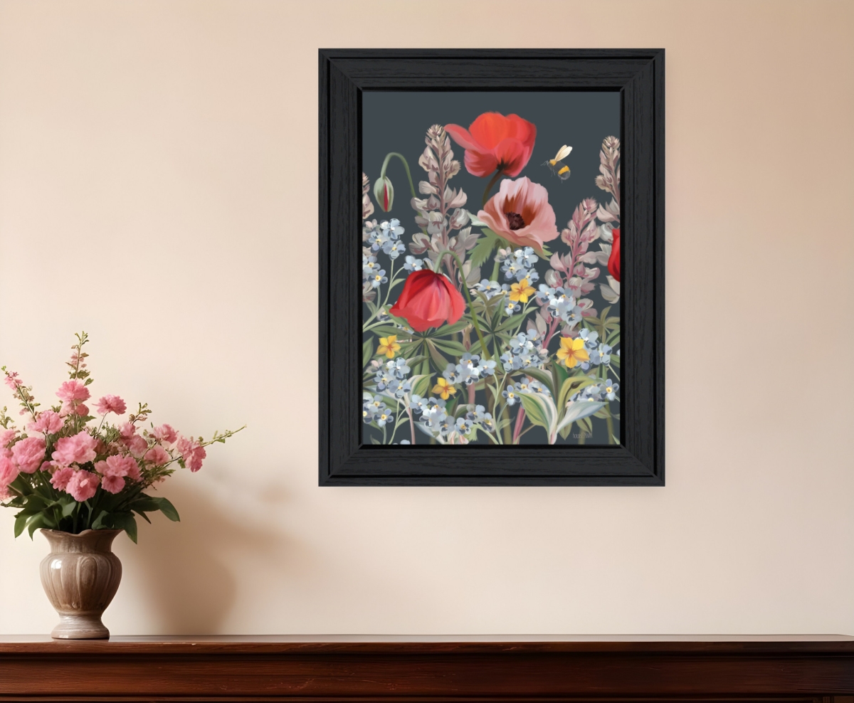 529870 Summer Garden Buzz Black Framed Print Wall Art