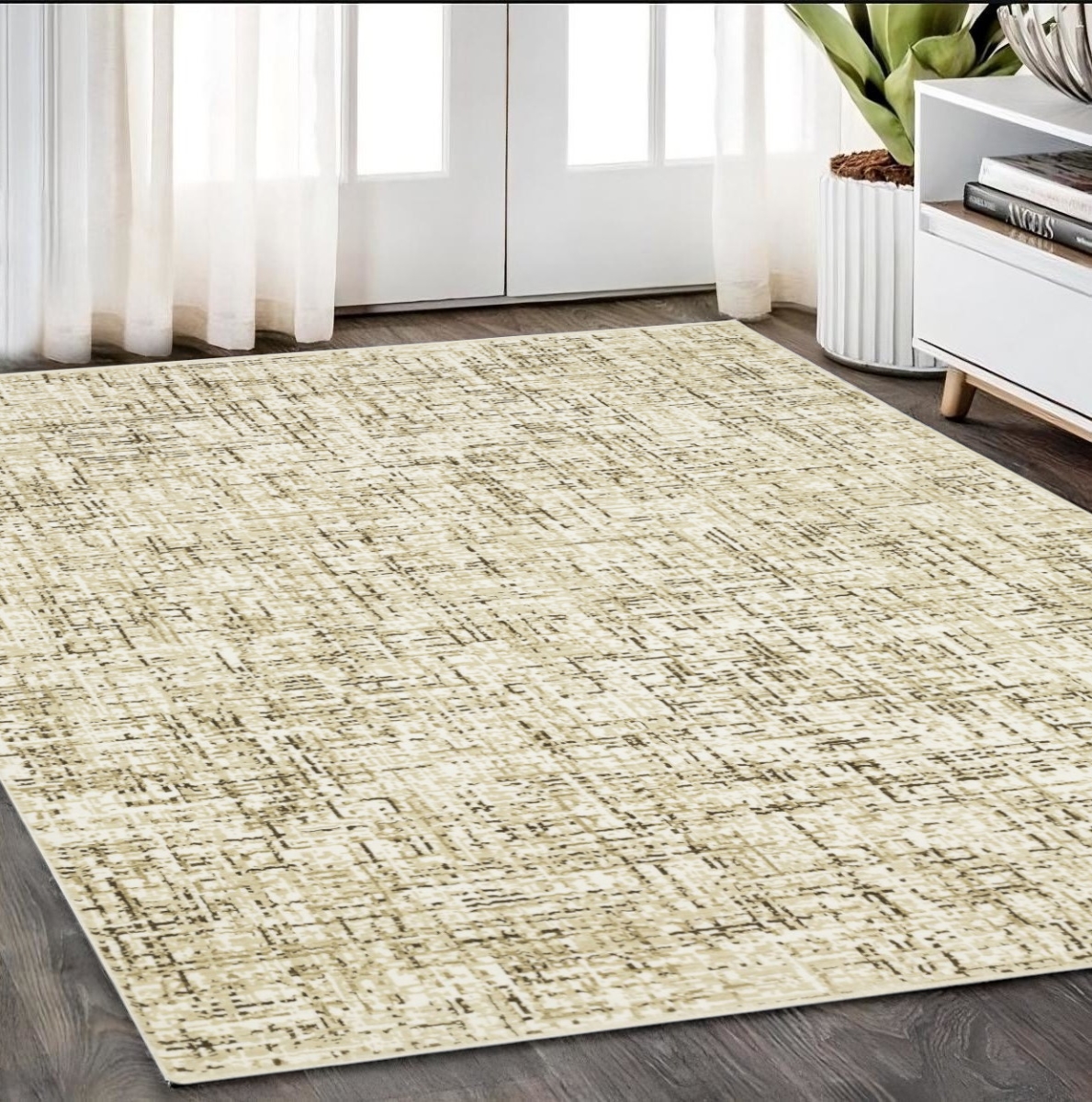 575574 5 x 8 ft. Abstract Rectangle Area Rug, Ivory & Brown