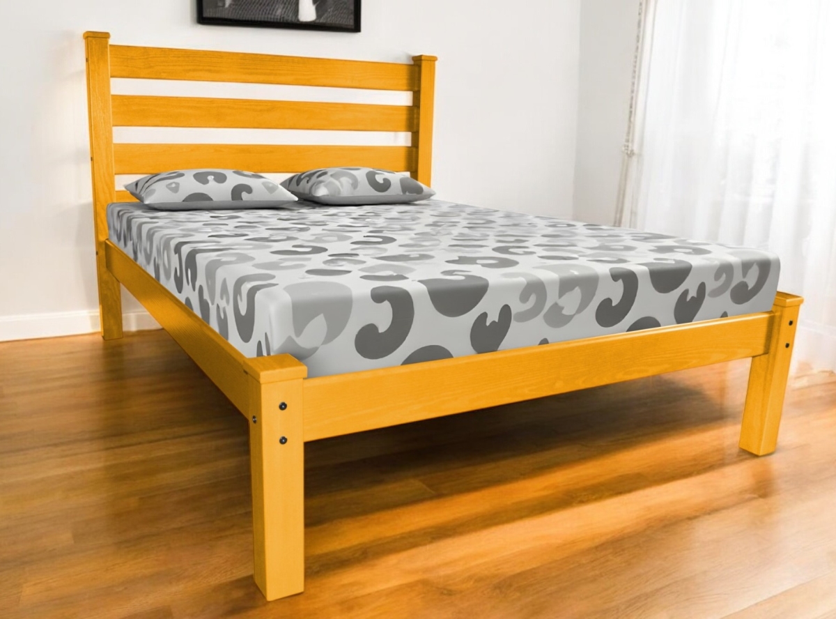 546893 Traditional Yellow Solid Wood Queen Size Bed Frame