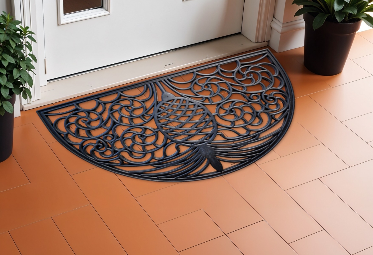 Black Rubber Pineapple Door Mat - 18 x 30 in. - Durable & Skid-Resistant