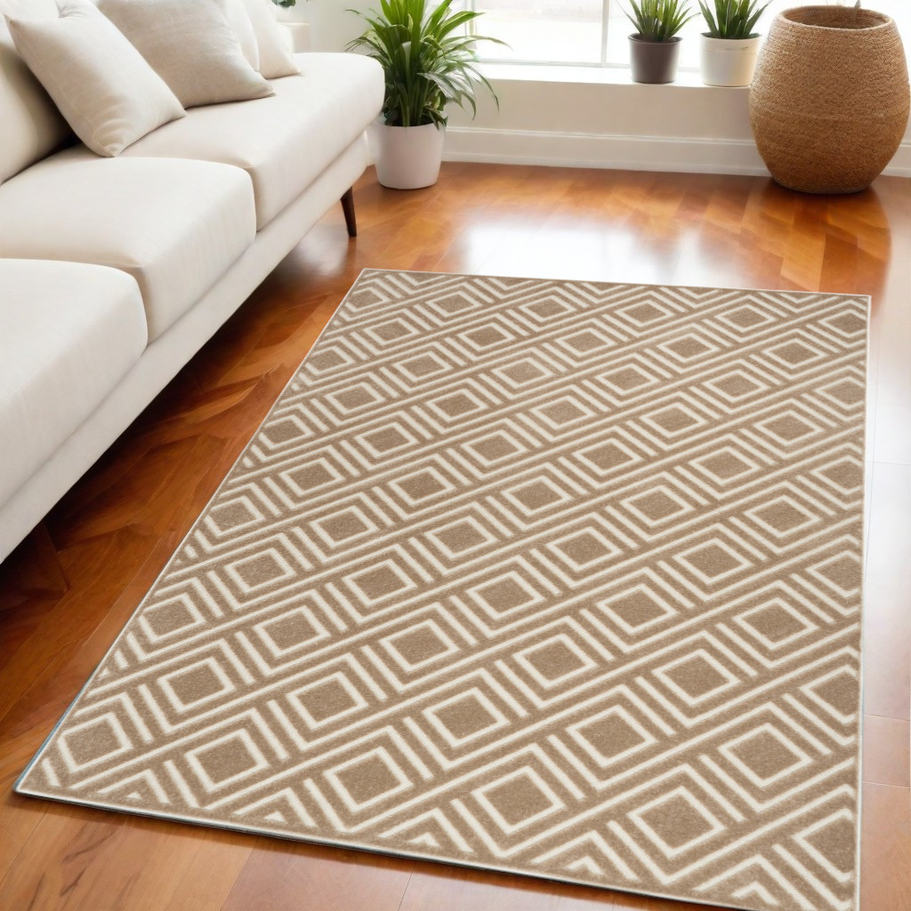 564028 5 x 7 ft. Geometric Rectangle Area Rug, Brown