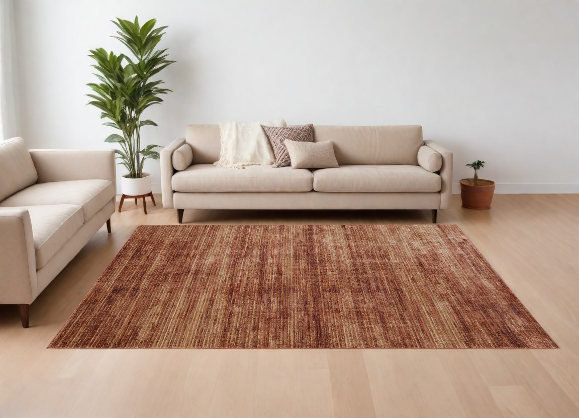 566836 7 x 10 ft. Power Loom Rectangle Area Rug, Tan & Brown