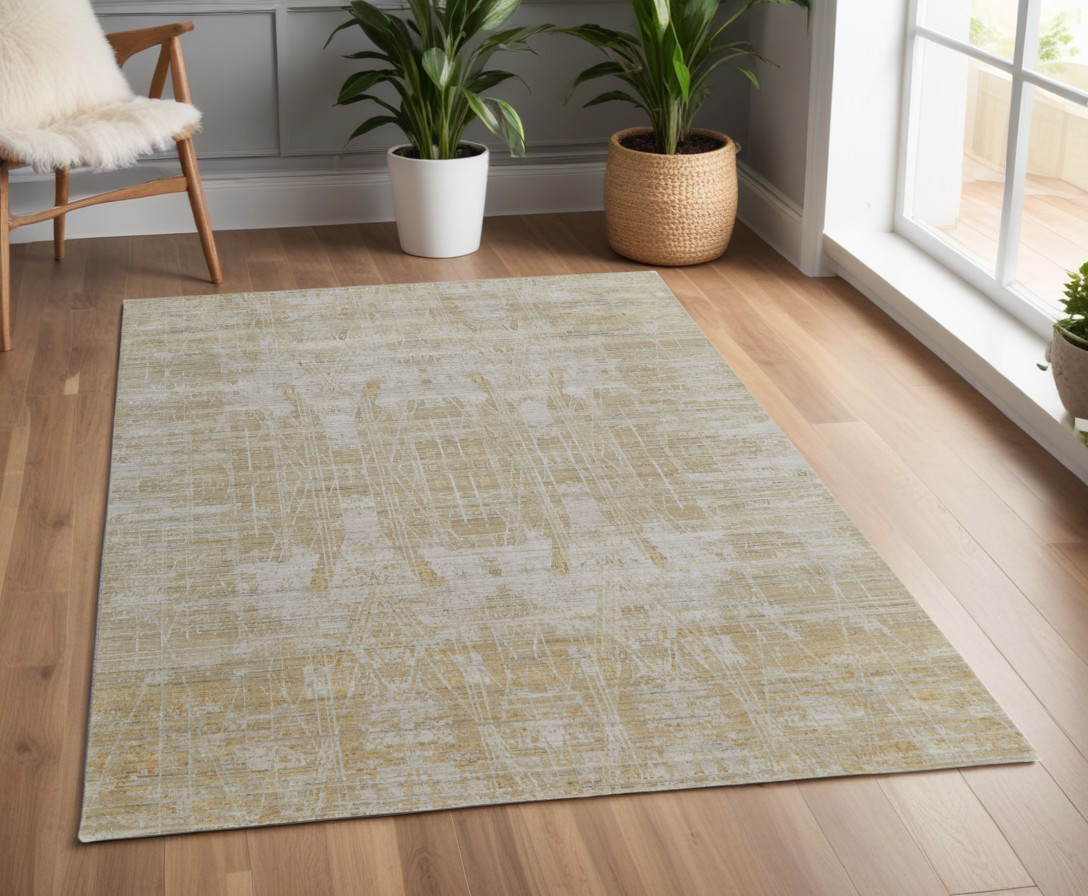 566968 4 x 6 ft. Abstract Hand Woven Rectangle Area Rug, Yellow & Ivory