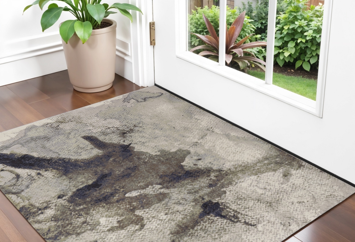 566712 2 x 3 ft. Abstract Power Loom Rectangle Area Rug, Gray, Black & Brown