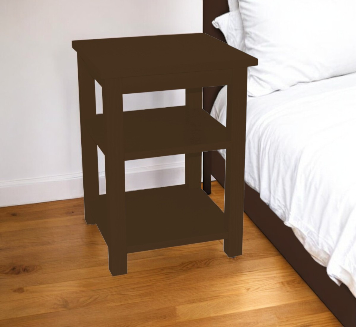 548317 28 in. Dark Brown Solid Wood Nightstand