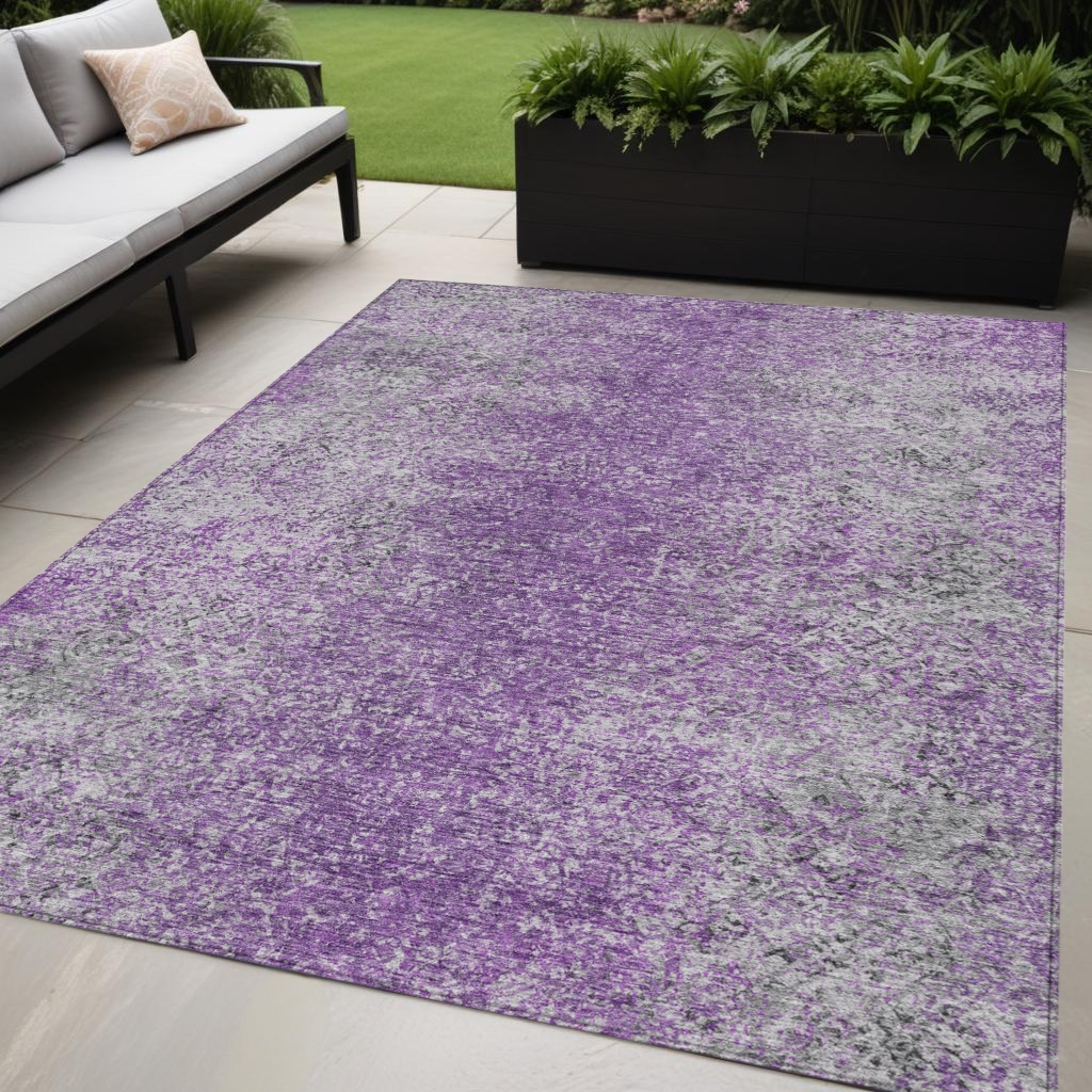 Picture of HomeRoots 588835 5 x 8 ft. Oriental Washable Indoor & Outdoor Rectangle Area Rug&#44; Plum&#44; Purple & Silver