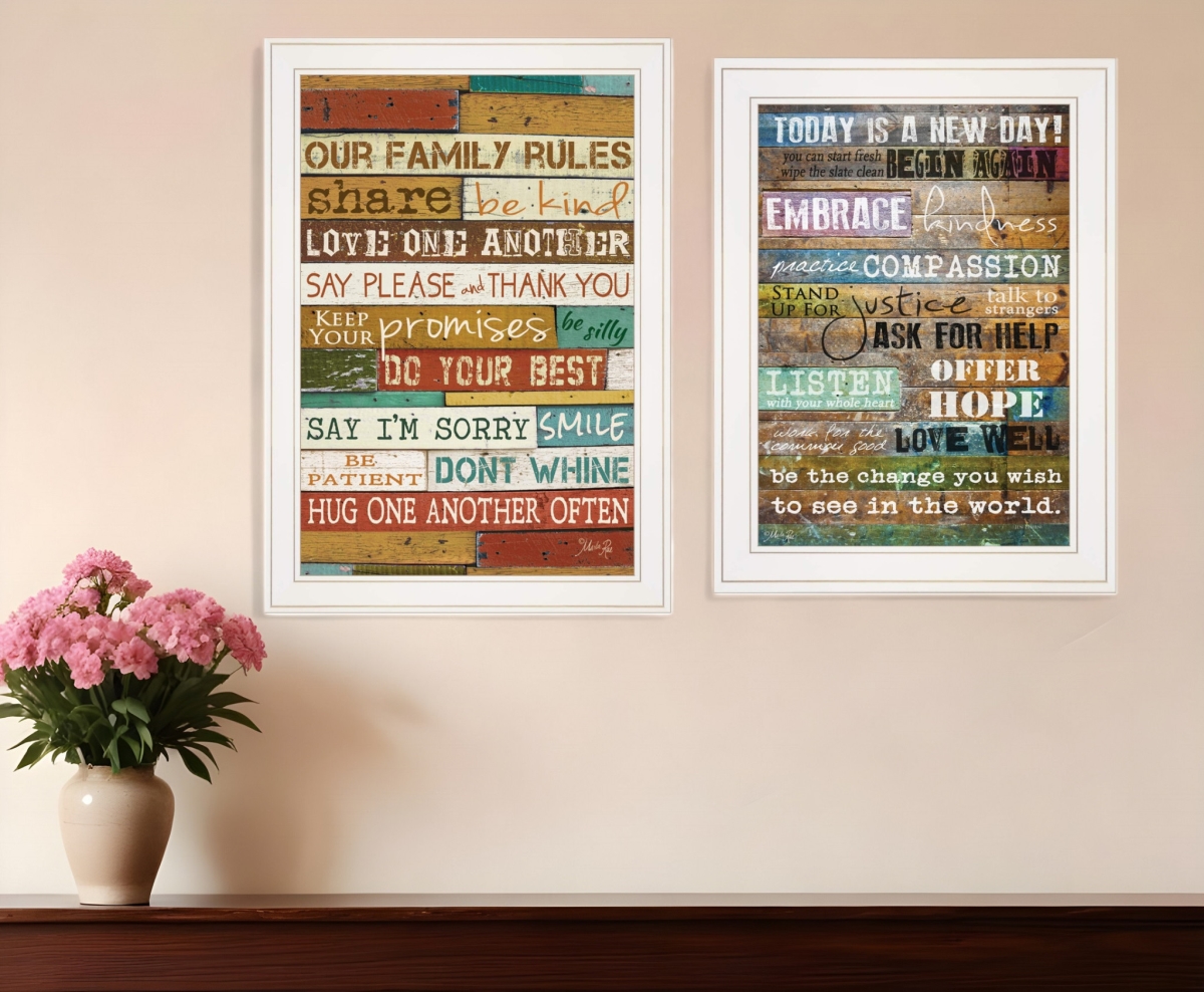 415801 Today is White Framed Print Wall Art - Set of 2