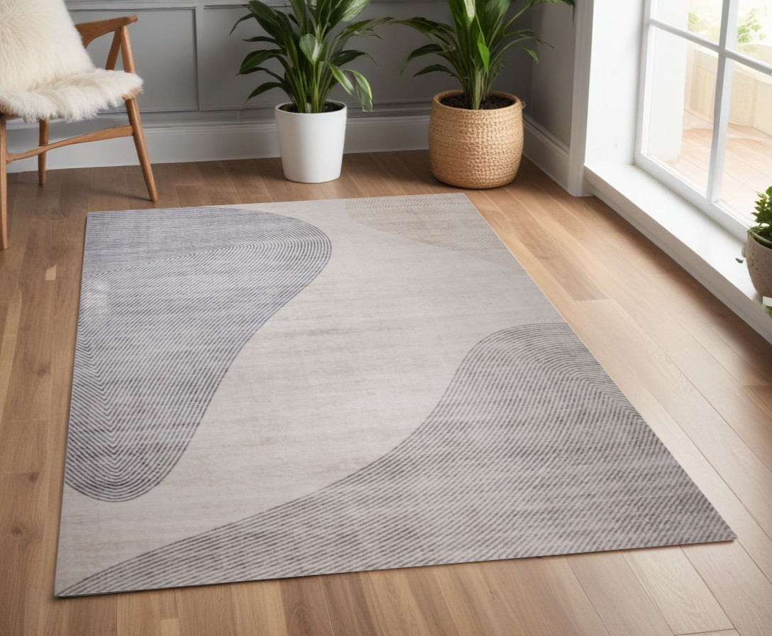 530543 4 x 6 ft. Abstract Rectangle Area Rug, Beige & Brown