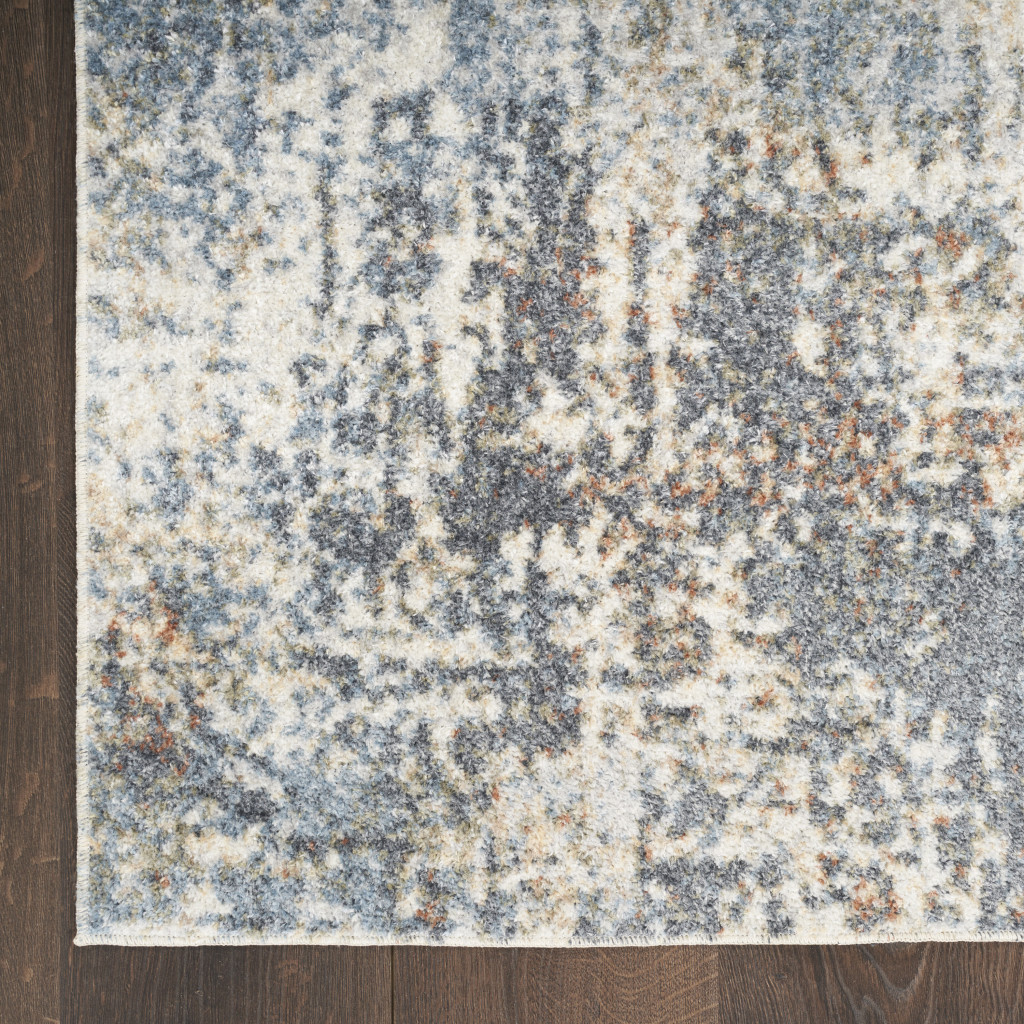 532826 7 x 9 ft. Abstract Power Loom Washable Rectangle Area Rug, Blue & Ivory