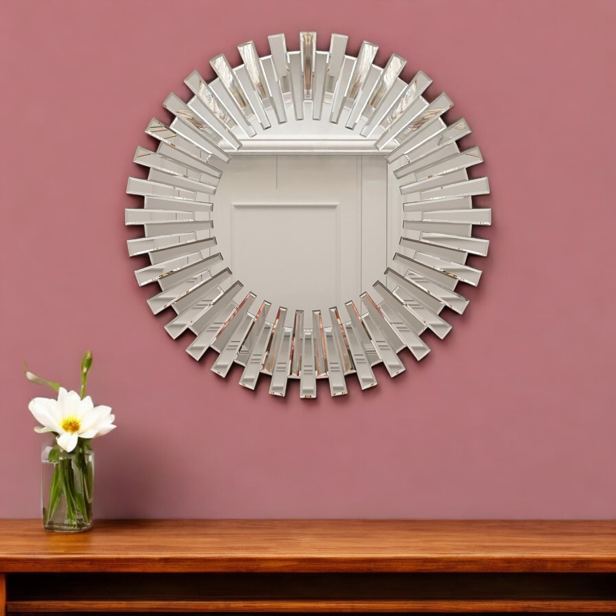 569264 32 in. Silver Sunburst Unframed Accent Mirror