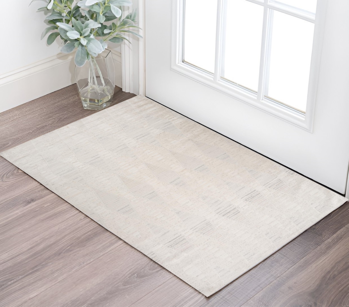 558488 2 x 5 ft. Geometric Rectangle Area Rug, Cream & Beige