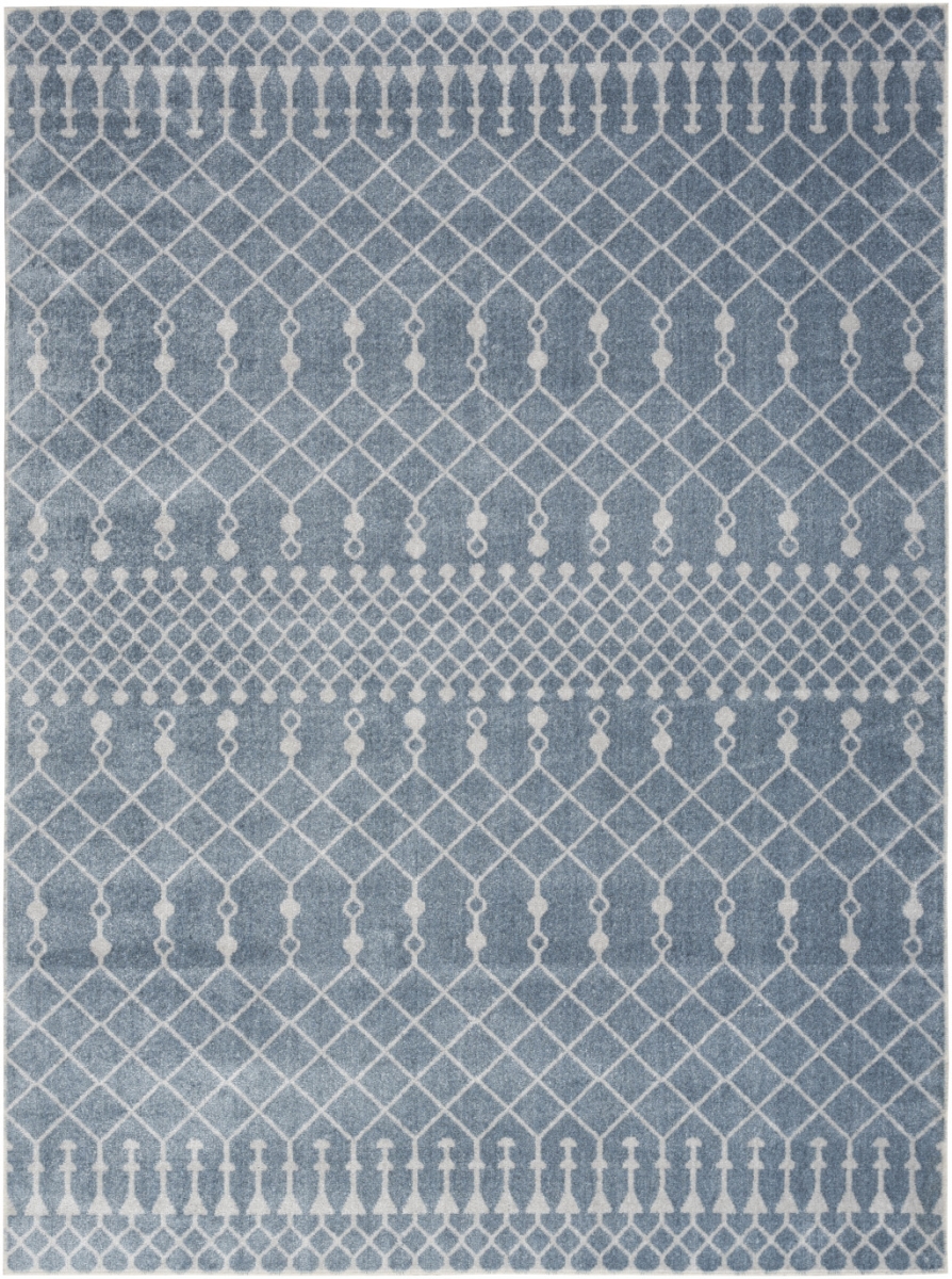 532822 4 x 6 ft. Abstract Power Loom Washable Rectangle Area Rug, Blue & Ivory
