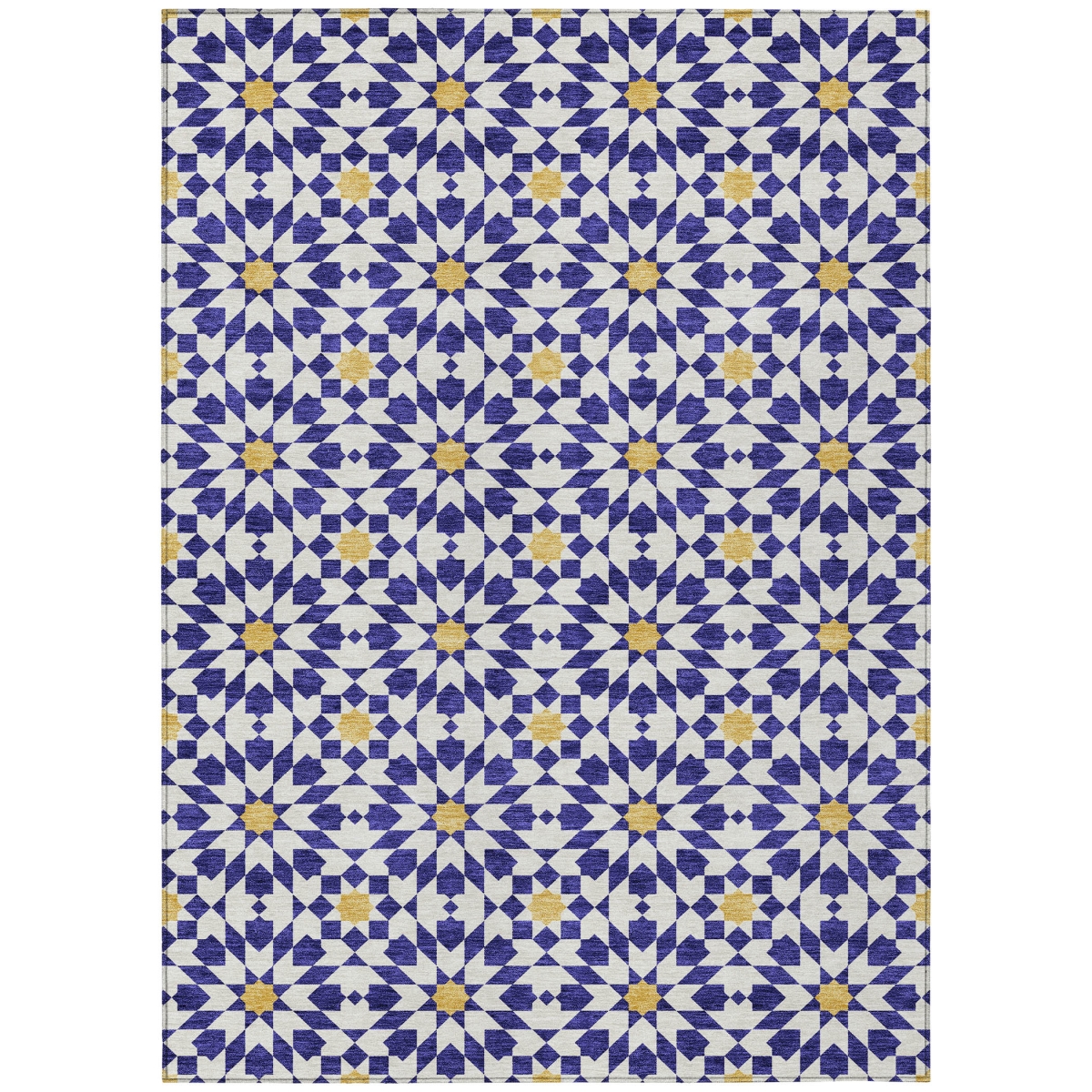 583827 10 x 14 ft. Floral Medallion Washable Indoor & Outdoor Rectangle Area Rug, Navy Blue & Ivory