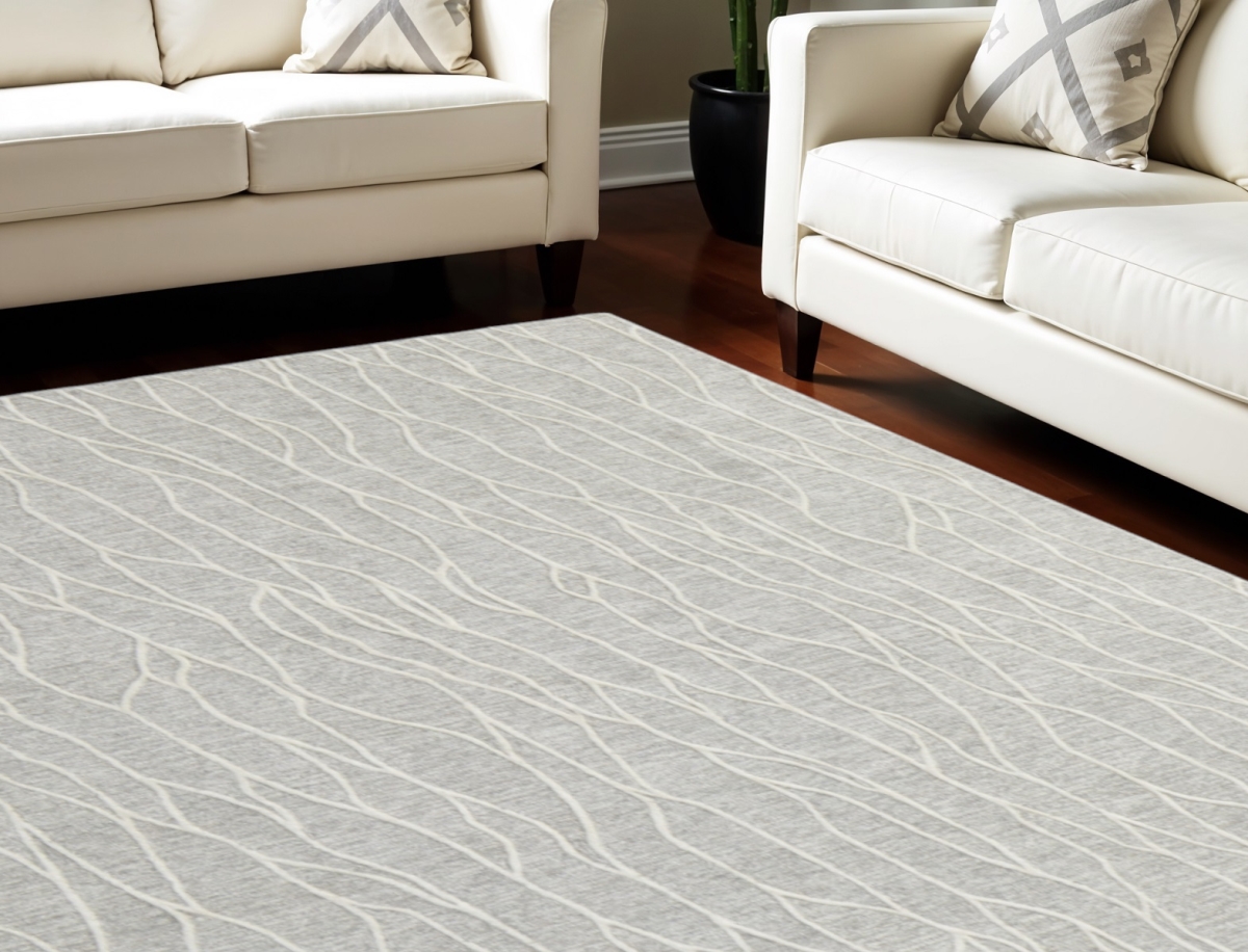565888 12 x 15 ft. Wool Abstract Hand Tufted Area Rug, Gray & Ivory