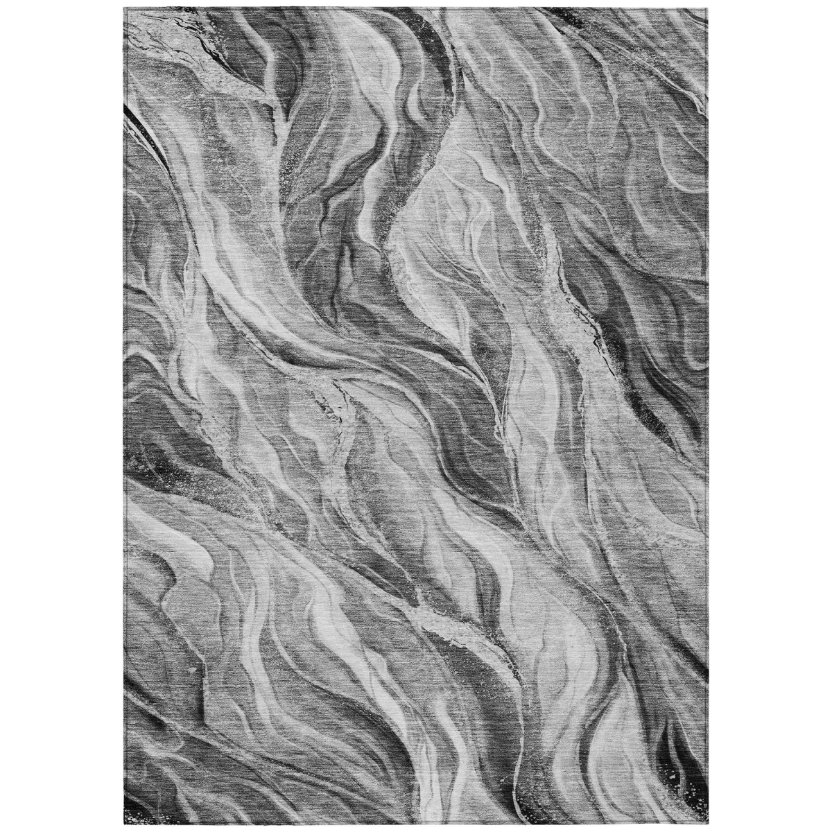 582995 8 x 10 ft. Abstract Washable Indoor & Outdoor Rectangle Area Rug, Gray, Charcoal & Ivory