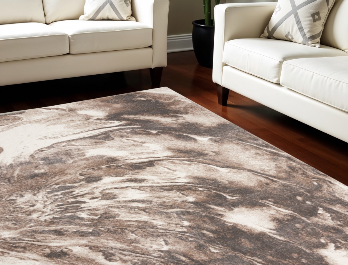 569613 8 x 10 ft. Abstract Power Loom Rectangle Area Rug, Tan