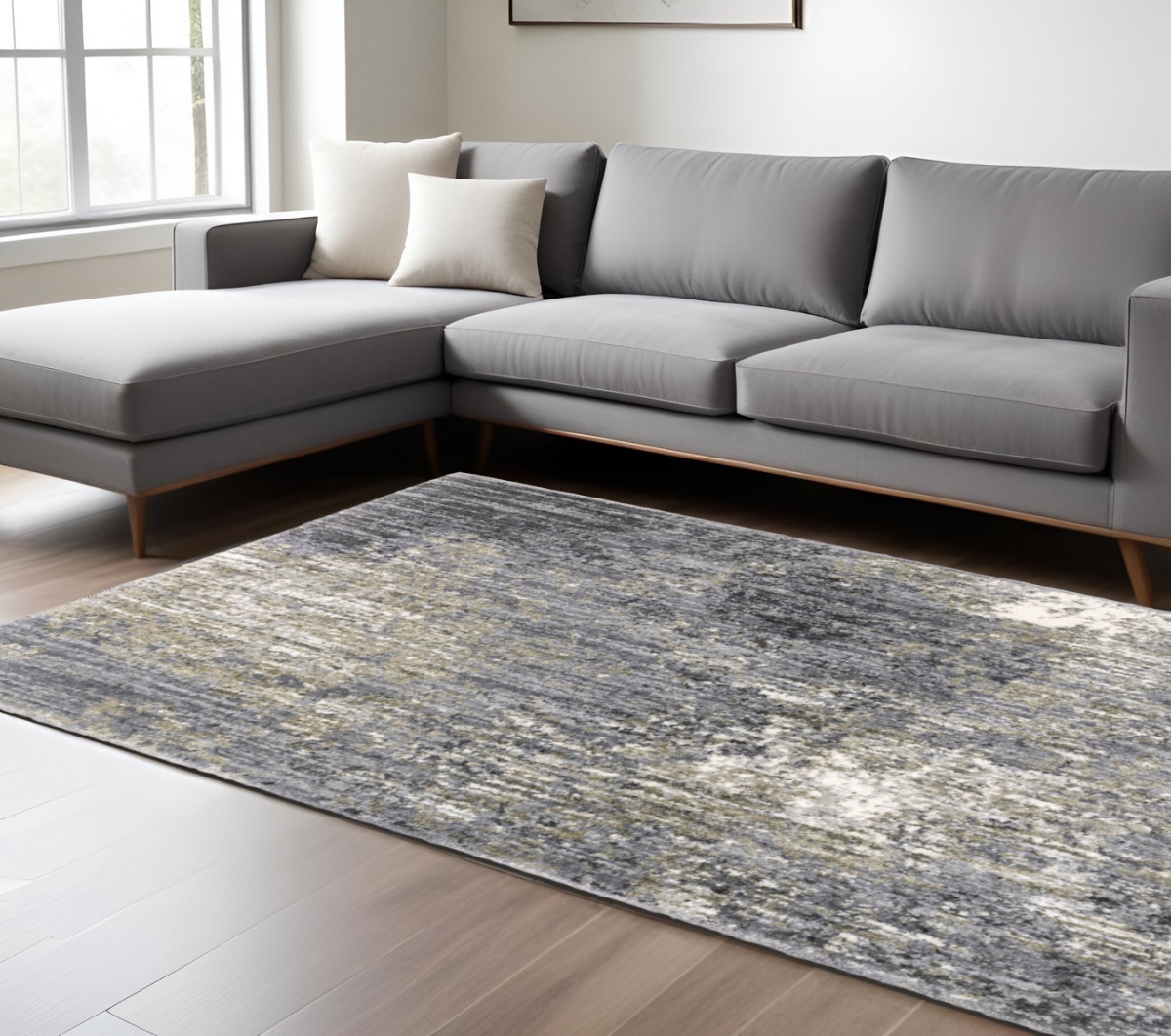 576379 8 x 11 ft. Abstract Shag Rectangle Area Rug, Gray & Ivory