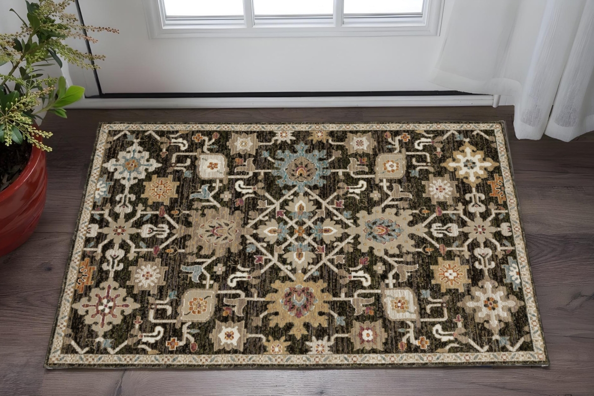 575960 3 x 5 ft. Oriental Rectangle Area Rug, Brown, Black & Tan