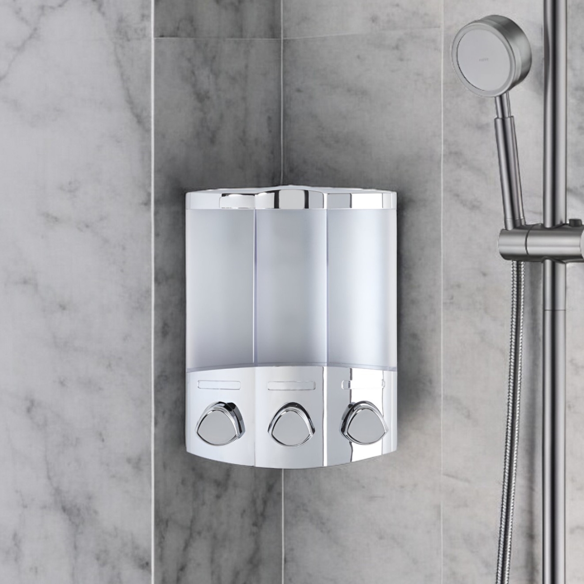 Picture of HomeRoots 571498 Gray Heavy Duty Plastic Three Chamber Wall Mount Soap Dispenser