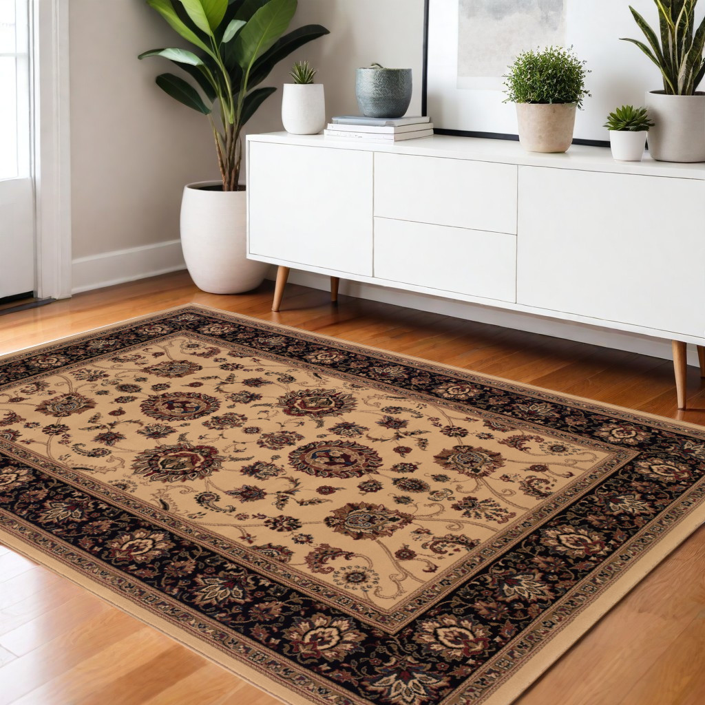 574348 4 x 6 ft. Oriental Rectangle Area Rug, Ivory & Black